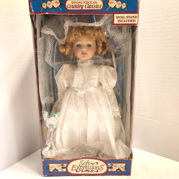 NEW Vintage DanDee Porcelain Country Classics Soft Expressions Bride Doll 12\
